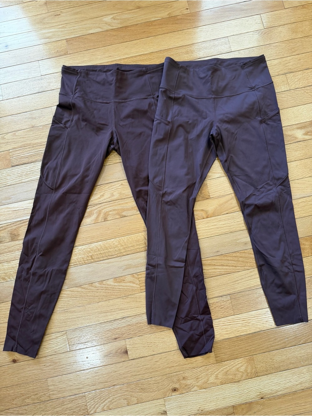 Lululemon Pair of chocolate Brown High-Waist Fast and Free Leggings (28” & 25”)